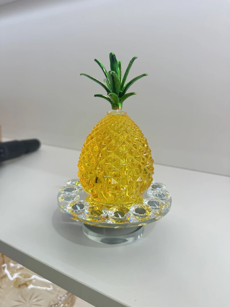 纯手工水晶玻璃旋转菠萝摆件卧室玄关电视柜酒柜摆件