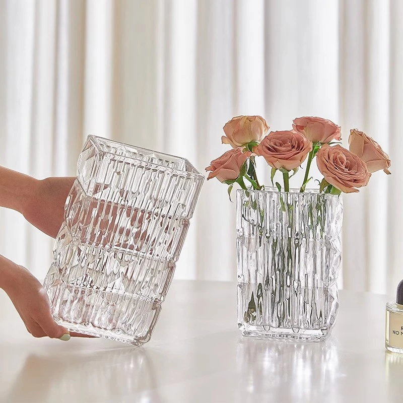 透明冰川花瓶摆件桌面插花