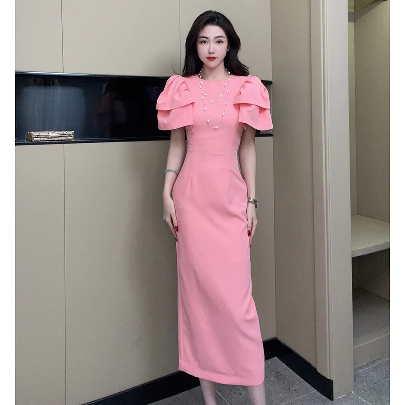 新款法式气质显瘦时尚名媛减龄收腰显身材设计感宴会连衣裙30513