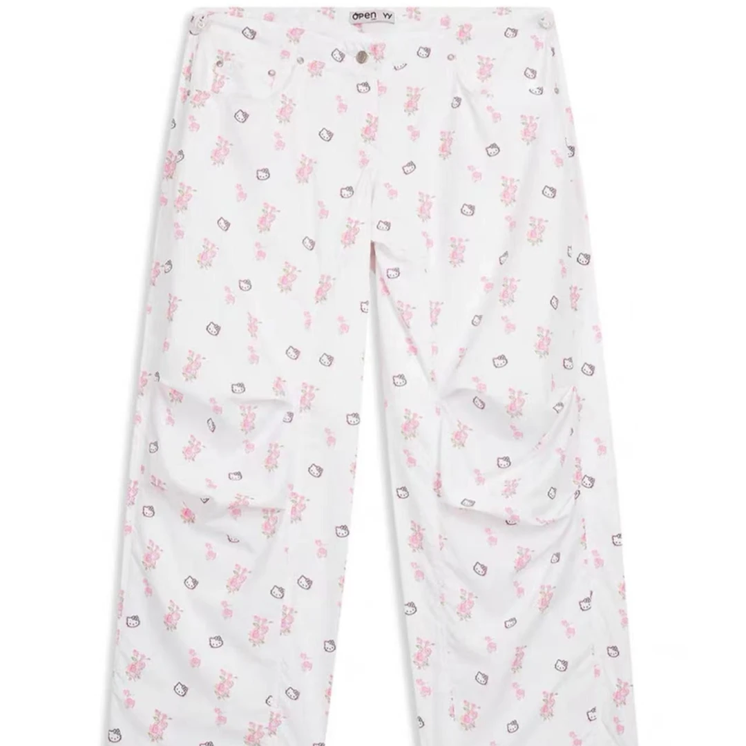 SHIMMER/设计师品牌OPENYY凯蒂猫满印猫头碎花休闲裤工装裤