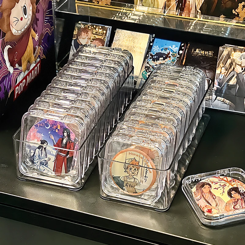 吧唧收纳盒透明亚克力单个展示架5675mm徽章密封谷子保护套