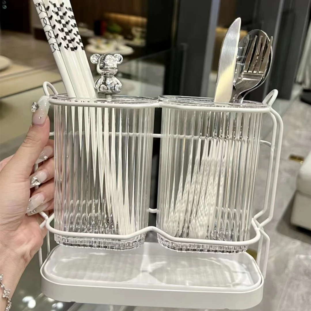 新款轻奢沥水筷子筒免打孔壁挂沥水置物架厨房筷子篓筷子筒壁挂式