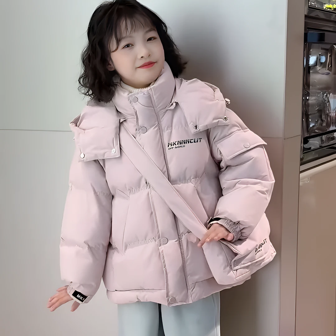 女童冬装棉服2024新款洋气中大童冬季时髦加厚短款儿童棉衣外套潮