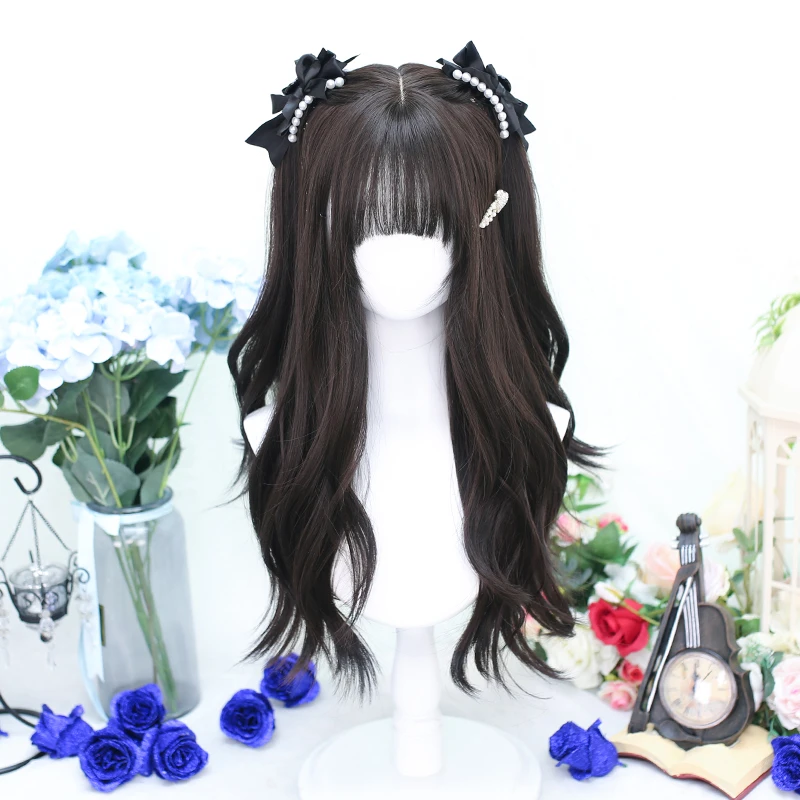 |大佬家|lolita假发日常女温柔卷发6077黑茶-散发大波浪网红ins