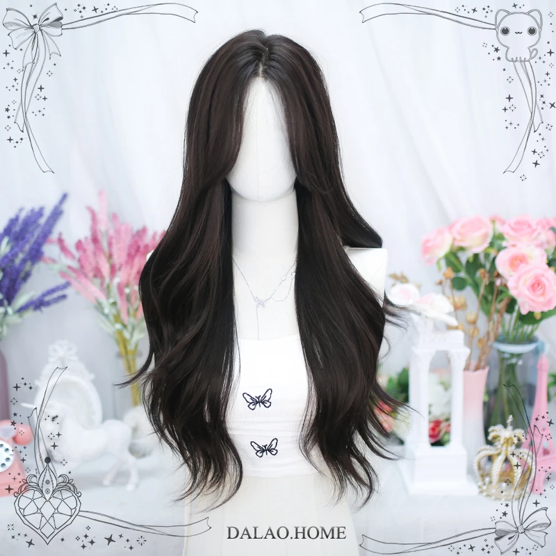 大佬家假发Lolita卷发全头套女长发月蕾网红逼真蕾丝八字刘海