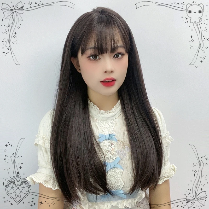 |大佬家|lolita假发女长直发-177黑茶-发尾直-散发没配饰不支退换