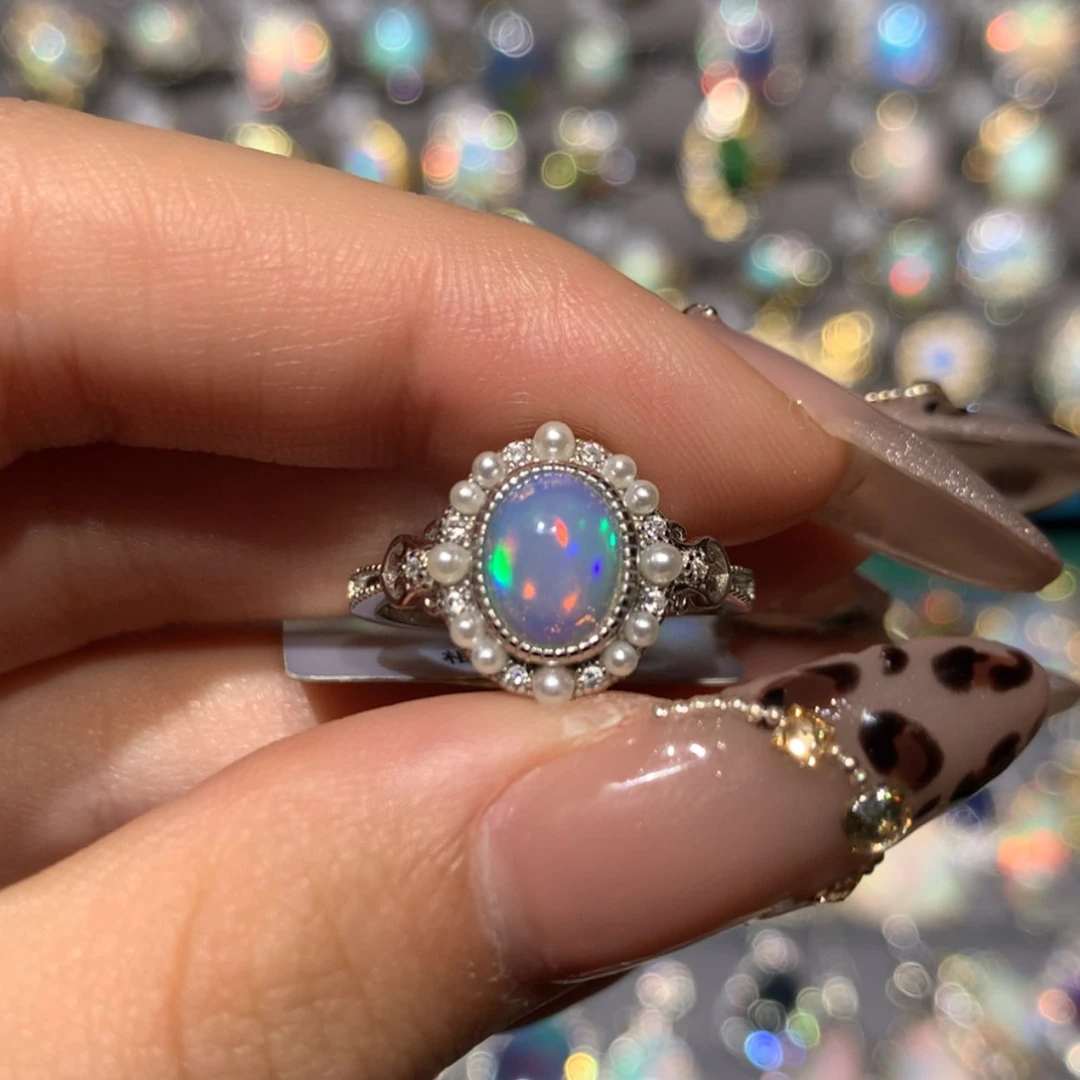 【闪购商品】欧泊K福利戒指银S925镶嵌