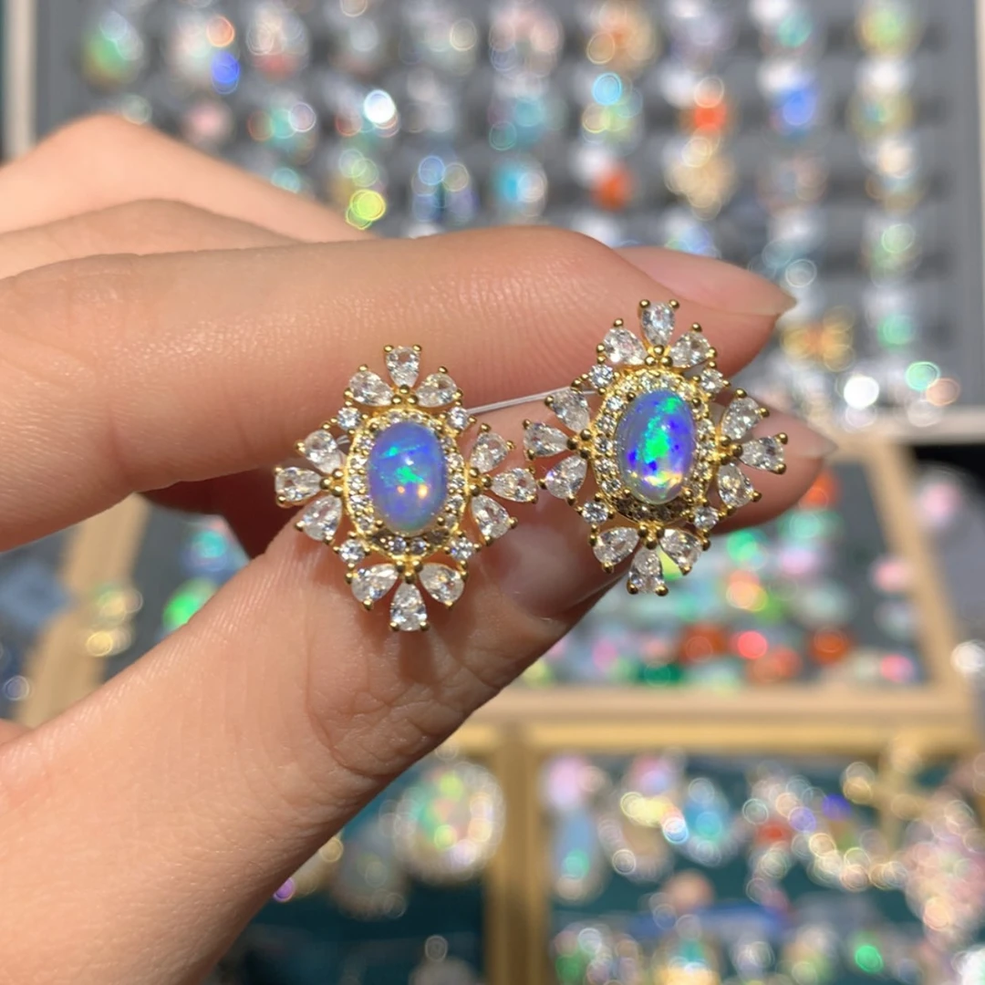 【闪购商品】欧泊耳钉x银S925镶嵌