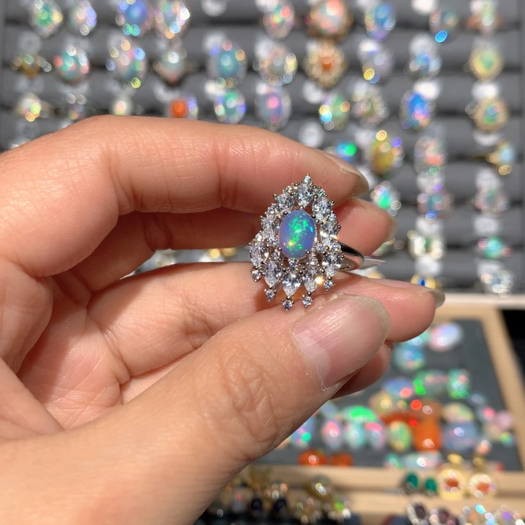 【闪购商品】欧泊戒指W银S925镶嵌优****～
