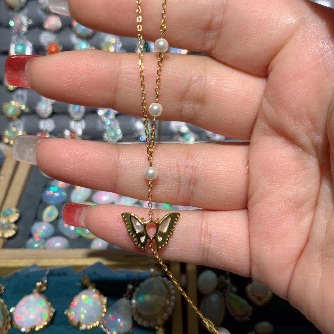 【闪购商品】欧泊项链银S925镶嵌小***糖