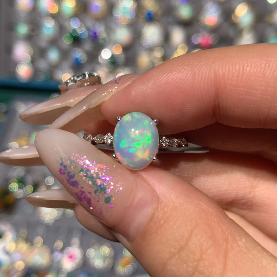 【闪购商品】欧泊K福利戒指银S925镶嵌