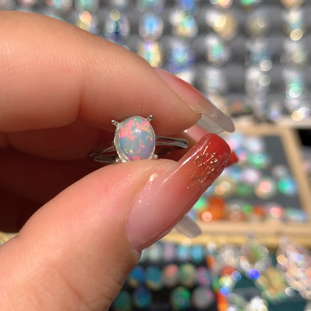 【闪购商品】欧泊裸石定制戒指银S925镶嵌是*凉