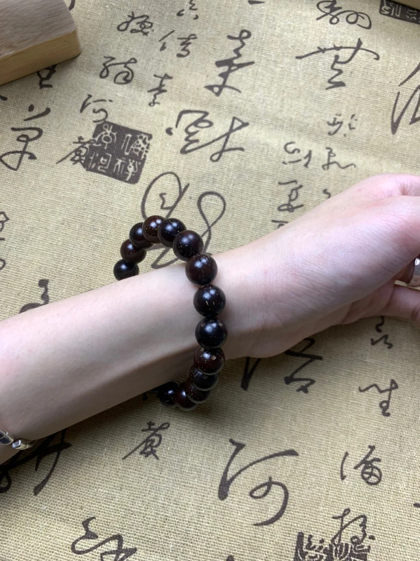 A+黑金级天然紫金鼠正圆光珠佛珠菩提子男女款精品招财文玩手