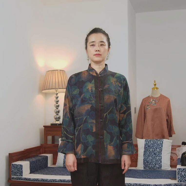 『』品叔&精工 · 桑蚕丝香云纱前喷重缎双面穿立领新中式衬衫