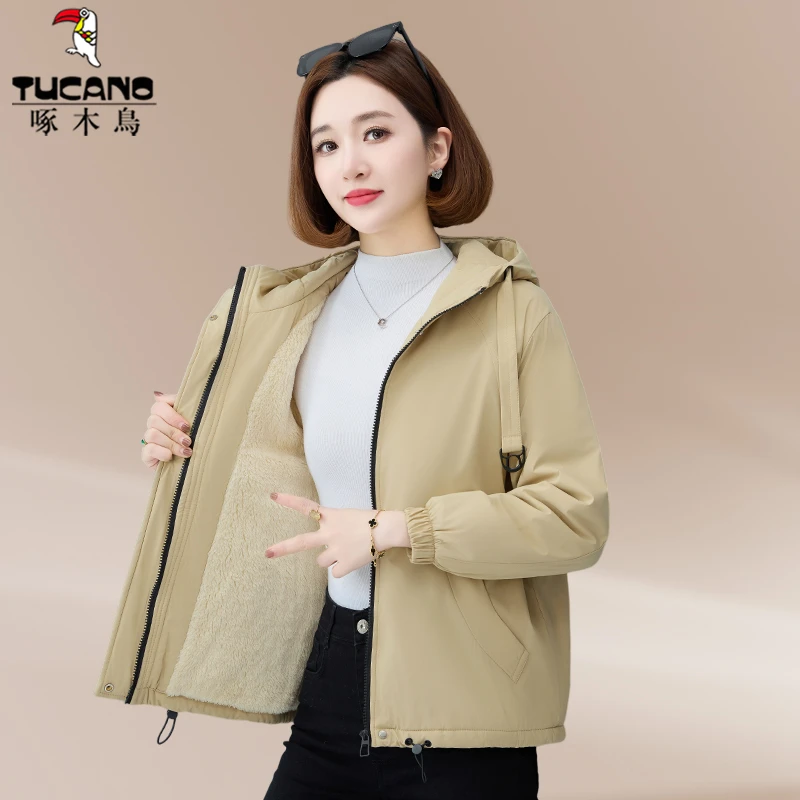 【官方】啄木鸟派克棉服女冬季新款爆款洋气妈妈冬装棉袄加绒外套