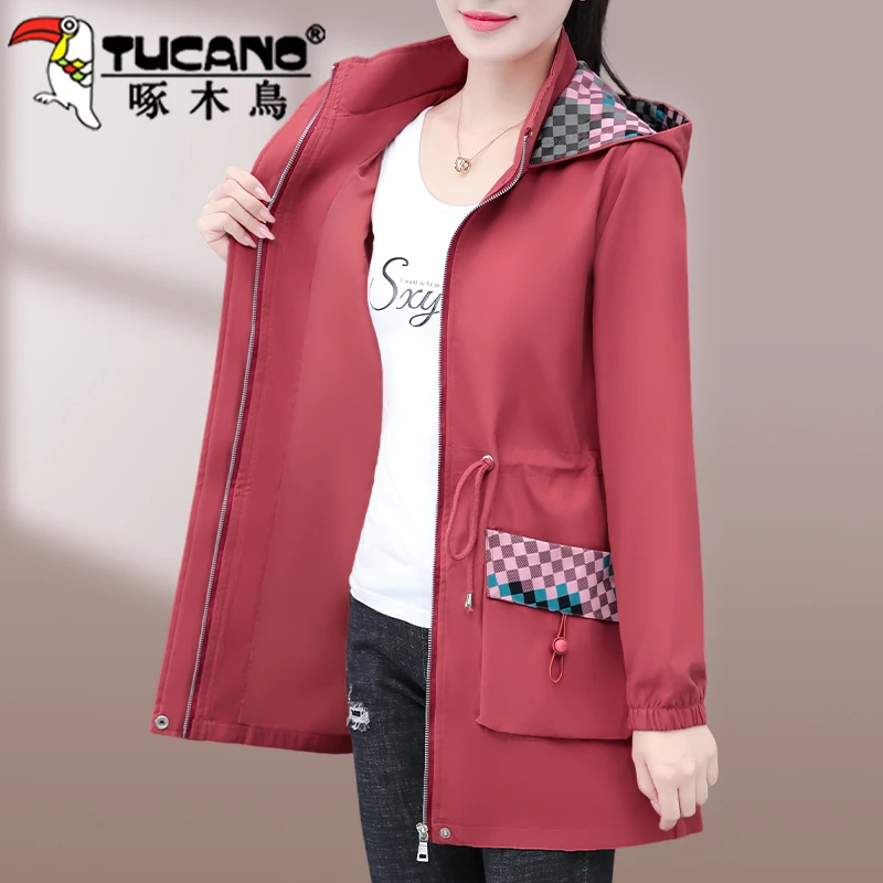 【官方】啄木鸟风衣外套女秋新款时尚洋气中年妈妈收腰显瘦休闲上衣