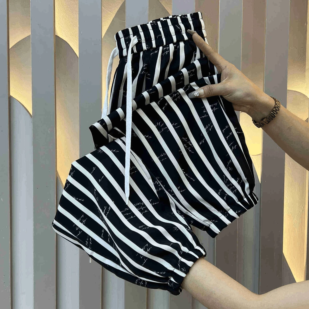 条纹休闲裤女2024新款夏季宽松显瘦松紧腰束脚裤冰丝裤女抖抖裤子