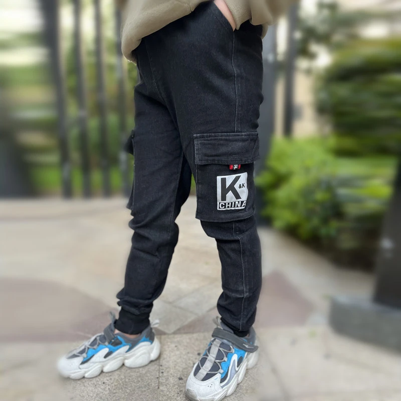 儿童装男童牛仔裤男孩裤子中大童休闲裤时尚工装裤宽松弹力包邮潮