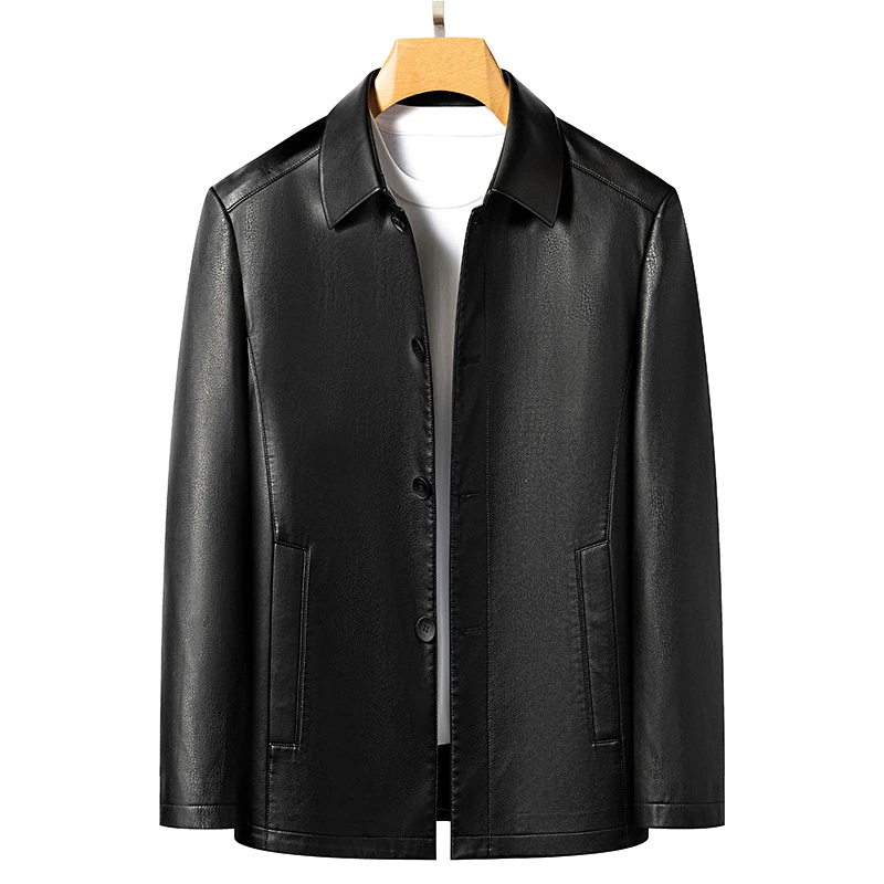 【海宁优选】2332秋冬季新款男士休闲立领商务高档皮夹克