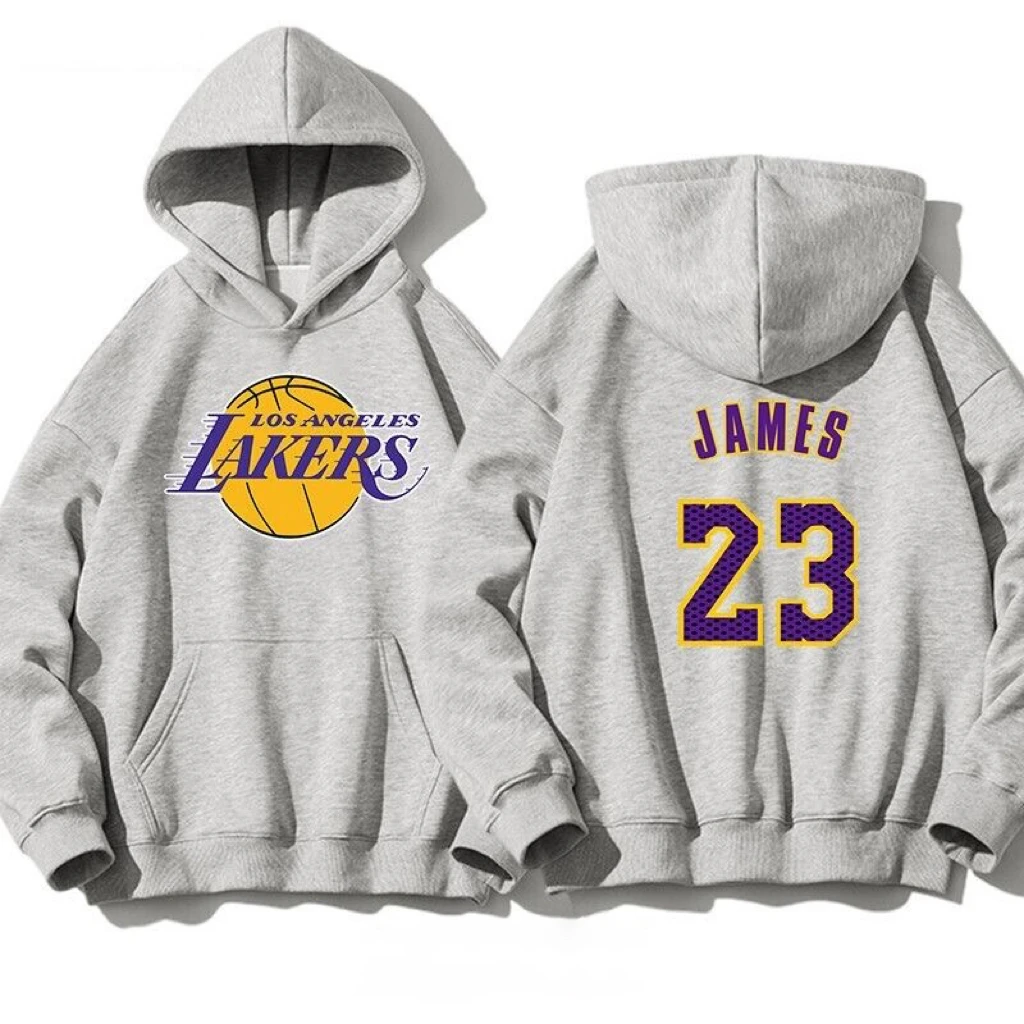 美式潮流百搭湖人秋冬卫衣6号詹姆斯加绒连帽宽松卫衣23号运动服