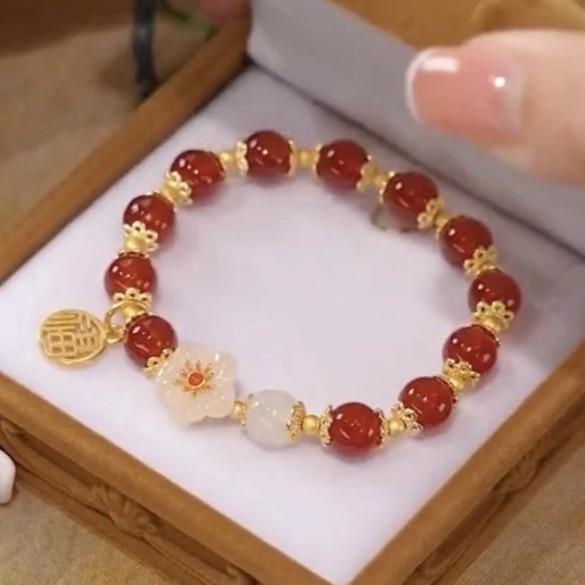 铜合金手链 花朵福牌手串新款时尚百搭小众设计高级感手链