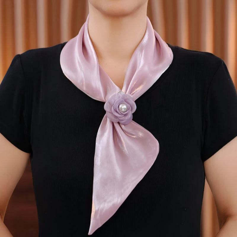 【新芳】【护颈纹花朵丝巾】新款夏季时尚清风纱花朵耳朵巾丝巾春秋款