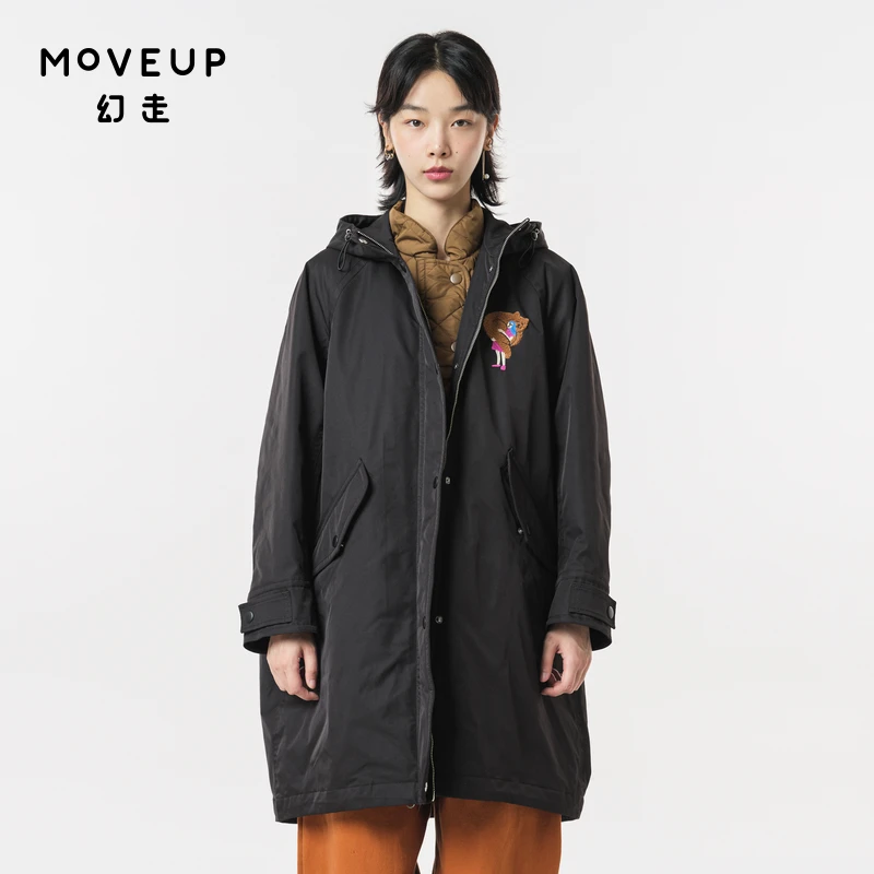 MOVEUP幻走2023冬季新款.FUN系列 连帽倒褶长款棉外套女323420920
