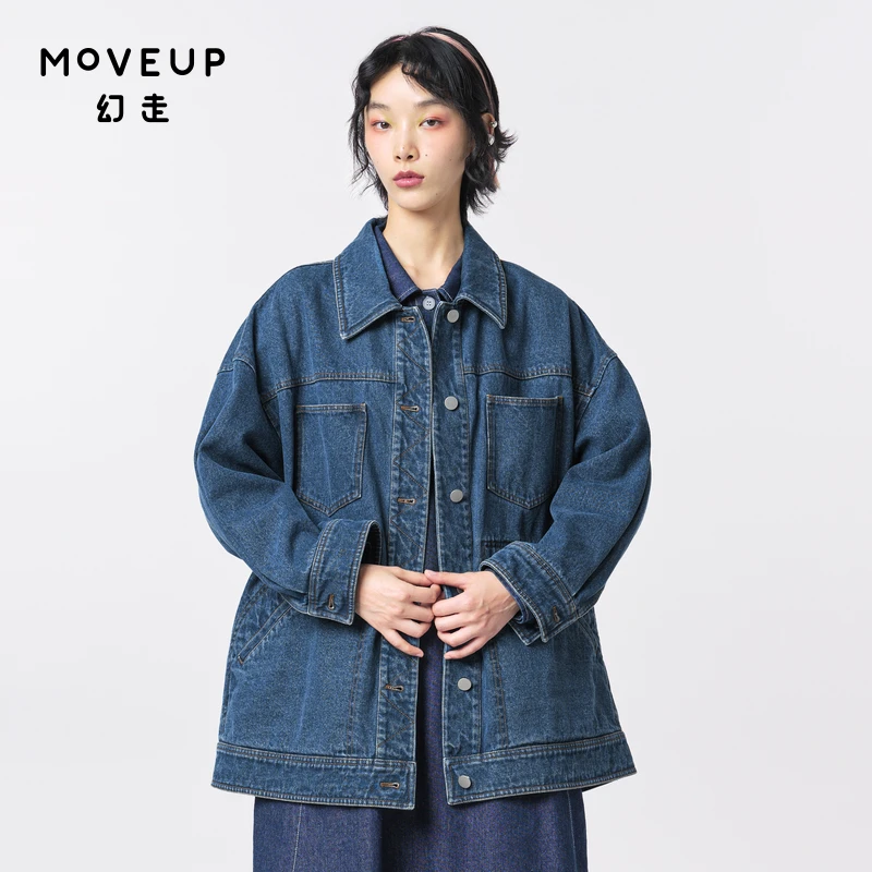 MOVEUP幻走2023冬季新款.FUN系列 多口袋绣花牛仔外套女323440705