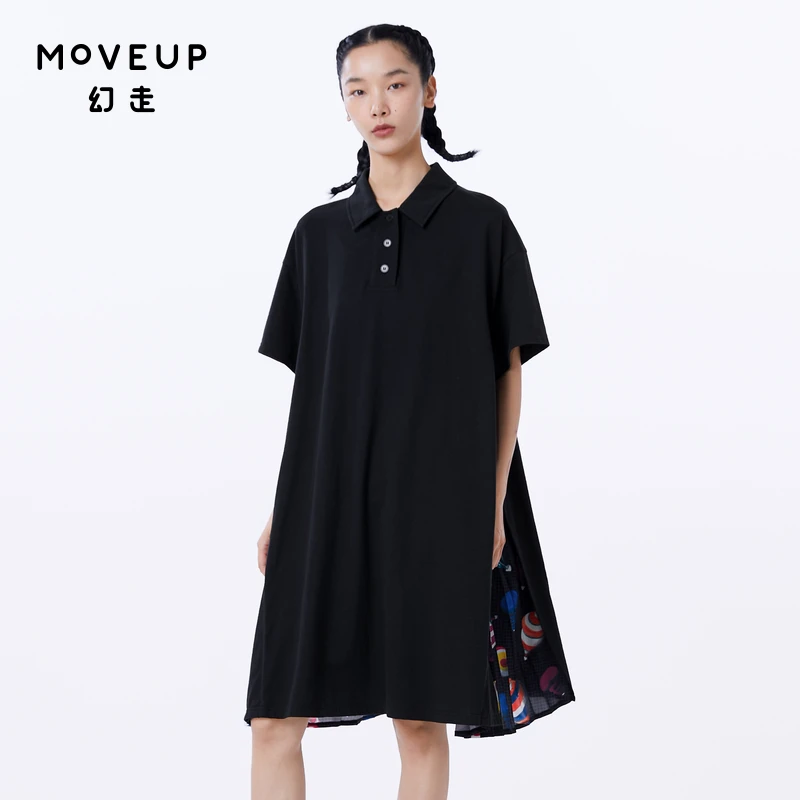 MOVEUP幻走2023夏季新款.FUN系列 撞布印花针织连衣裙女323211303