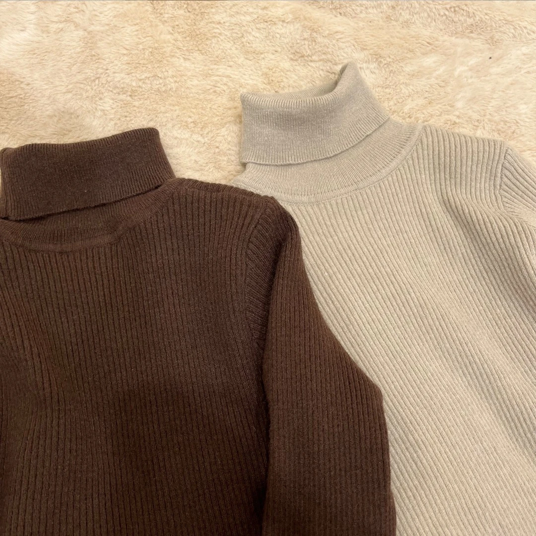【断码清仓】韩系复古秋冬款女童百搭加绒高领毛线打底衫-D5752