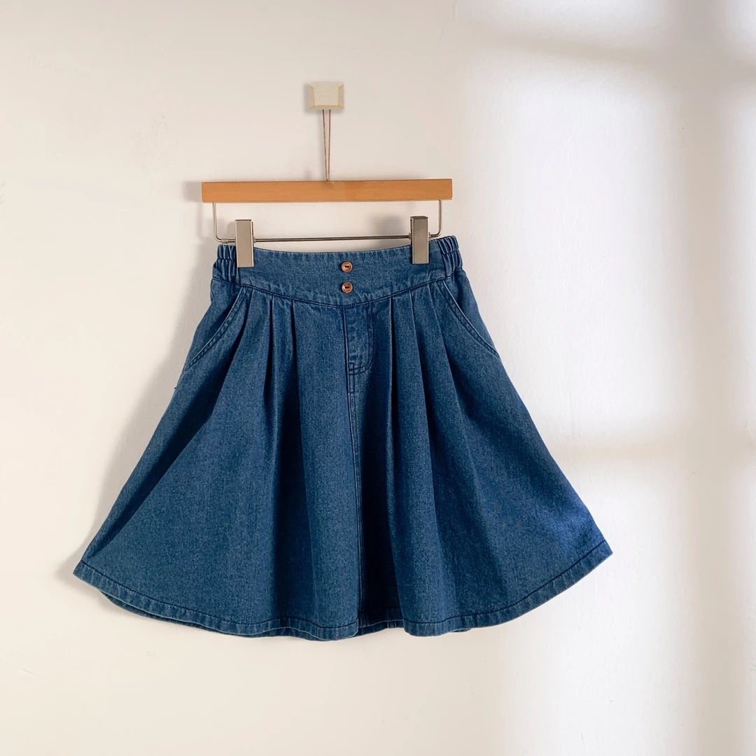 断码清仓【高定】韩系清新简约春秋女童牛仔半裙-HC099