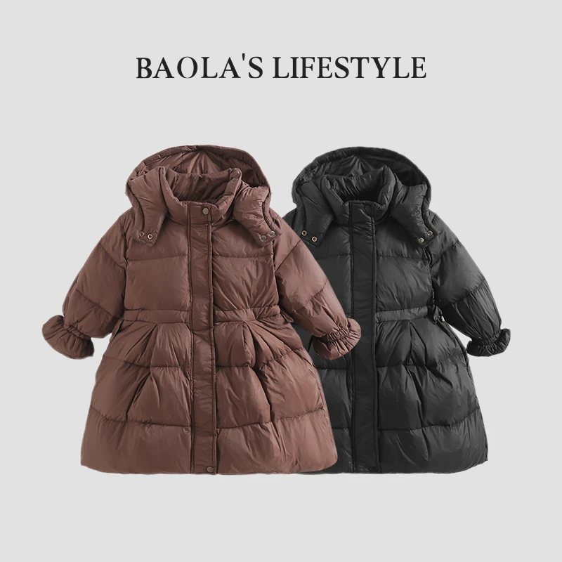 【断码清仓】韩系复古冬季白鸭绒中长款保暖羽绒服外套-D5748