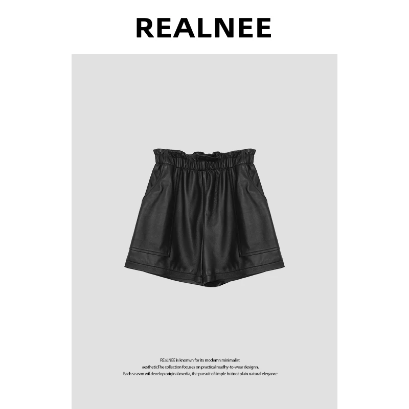 【REALNEE】皮短裤高腰显瘦A字PU毛衣皮草搭配神器MMRL9PK23X2076