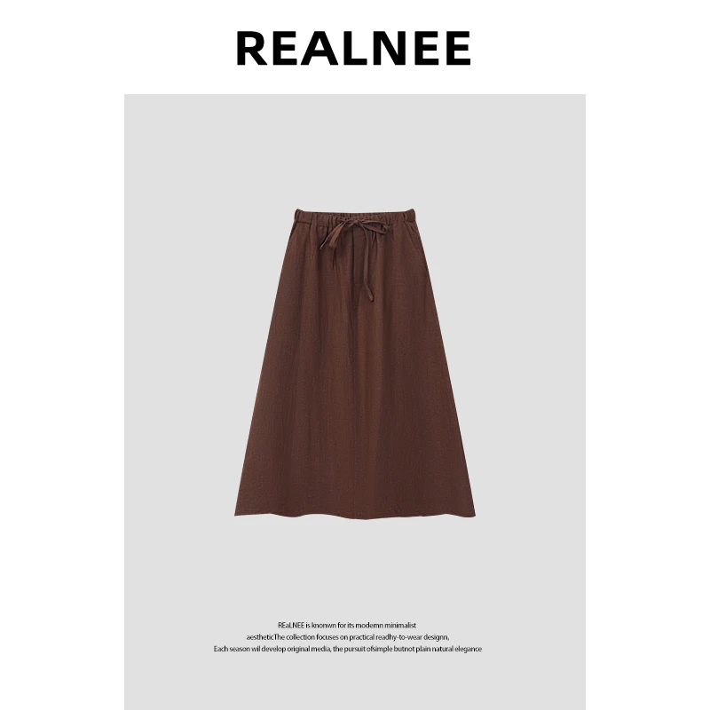 【罗马印象】“99亚麻裙””老钱极简松紧腰垂感半身裙RLMMY4BQ02274