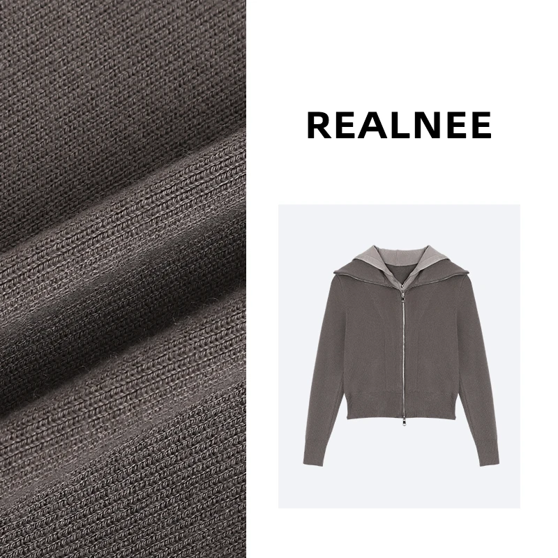 【REALNEE】设计师款假两件拉链洋毛打底针织衫RLMM11WT21X00168