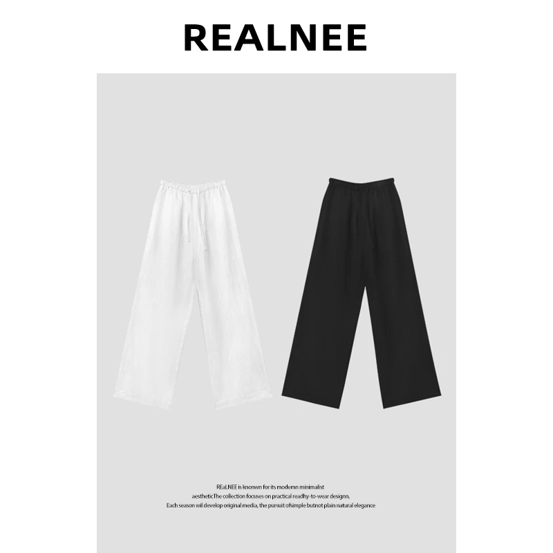 【原生奢感】“99亚麻裤” 极简松紧抽绳宽松显瘦休闲裤RLMMY4CK02265