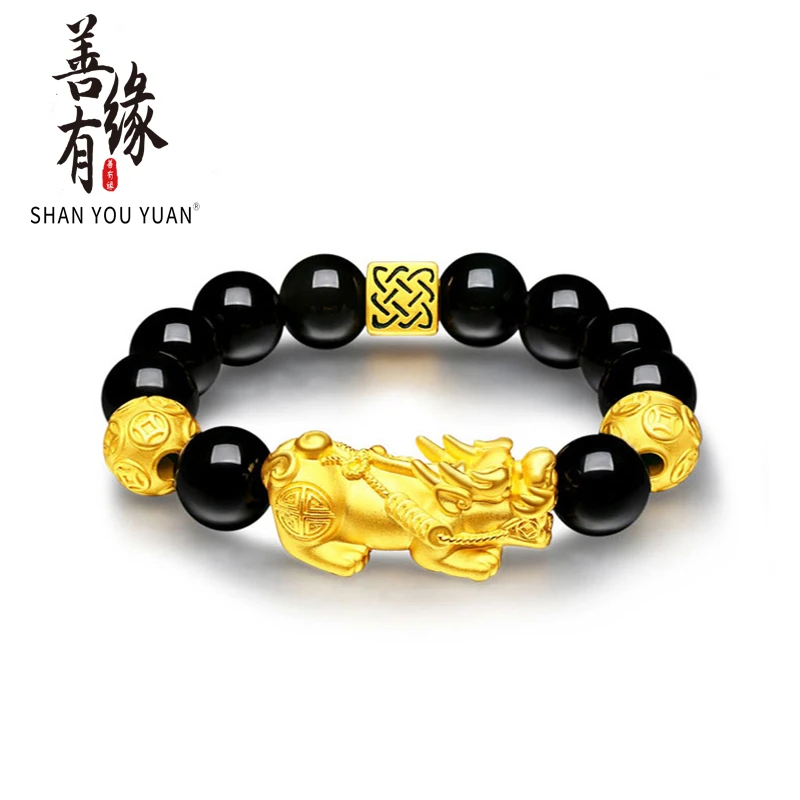 999足金貔貅黄金手链情侣款硬金刺青纯金转运珠送男友生日礼物
