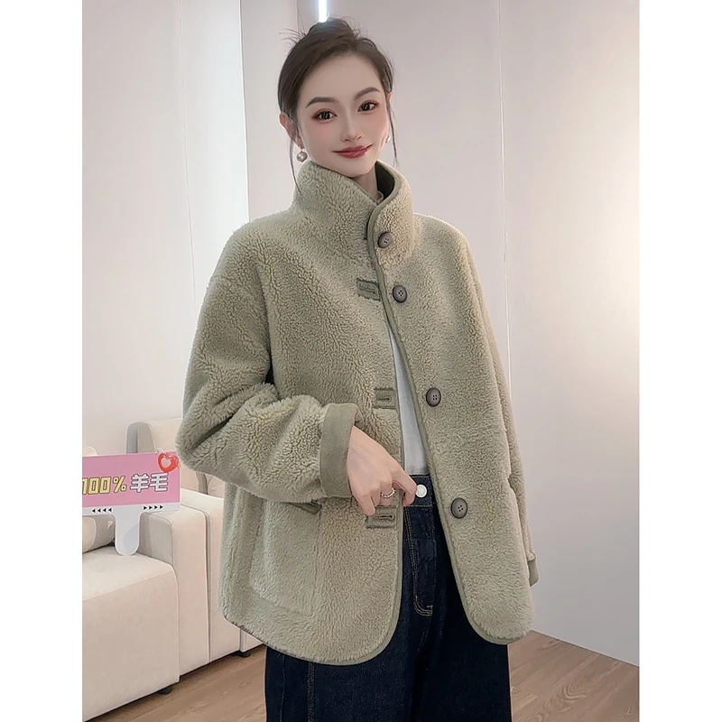 【诺斯威玛】双面穿高端全羊毛外套大码百搭休闲女秋冬厚外套新8855