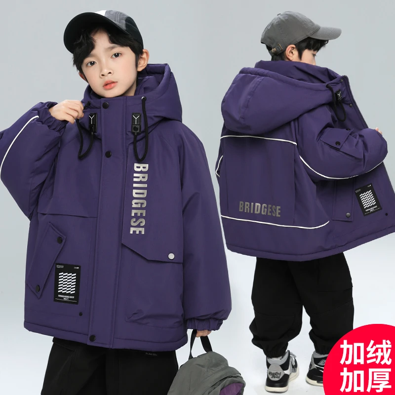 男童深秋加绒加厚外套新款冬季中大儿童秋冬款潮【奇斯熊8】CF253