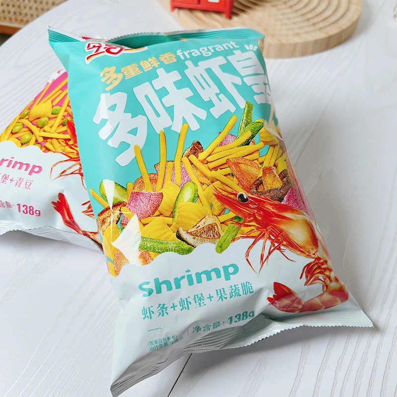 今喜客多味虾皇虾条138g/袋膨化零食果蔬脆青豆虾堡怀旧零食酥脆