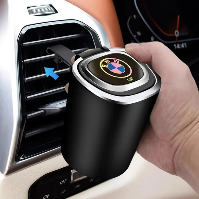 汽车车载烟灰缸创意个性有盖出风口悬挂式车内带盖LED灯车用烟缸