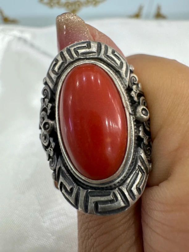 足银戒指 足银戒指 蒙古元素真旭日戒指