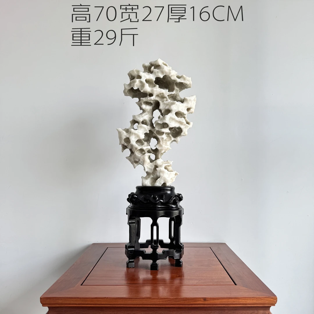 天威新中式白色太湖石家居摆件厅堂办公室会所茶楼装饰工艺品石材