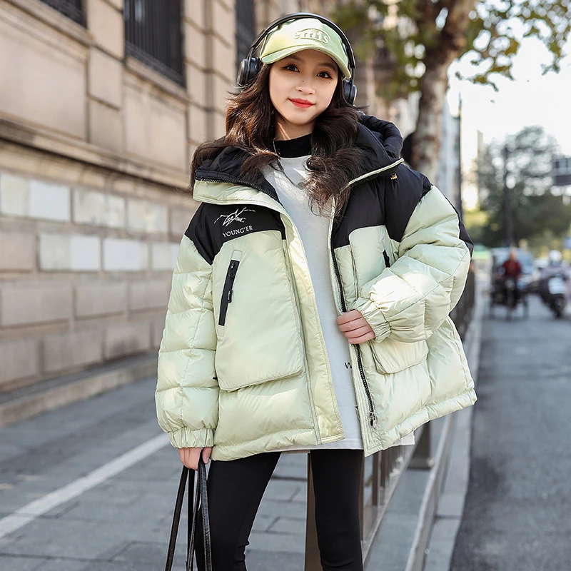 女孩冬季羽绒服2023新款白鸭绒中大童洋气加厚外套中长款冬装保暖