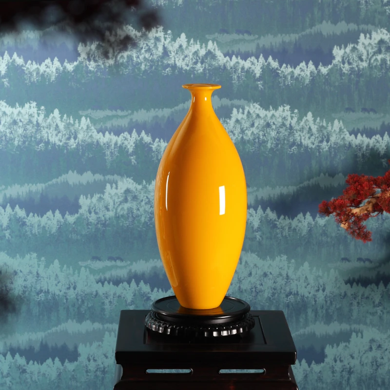 【琉璃哥】纯手工热塑琉璃 《鸡油黄花瓶》家居饰品 装饰摆件礼品