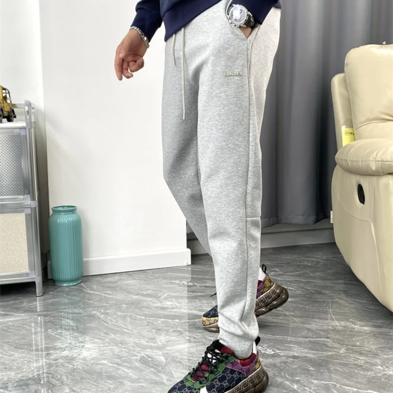 轻奢控秋季休闲运动裤男裤束脚长裤男士液态棉针织立裁弹力灰色
