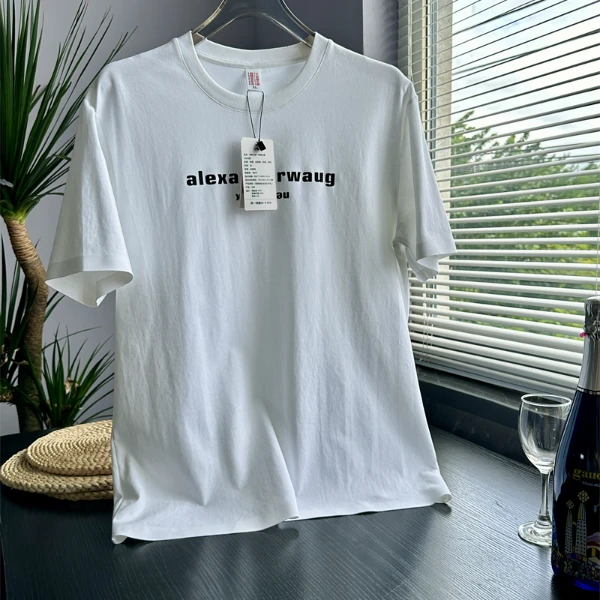 长字母秋新款休闲运动半袖男士圆领男款短袖户外健身透气无缝压胶