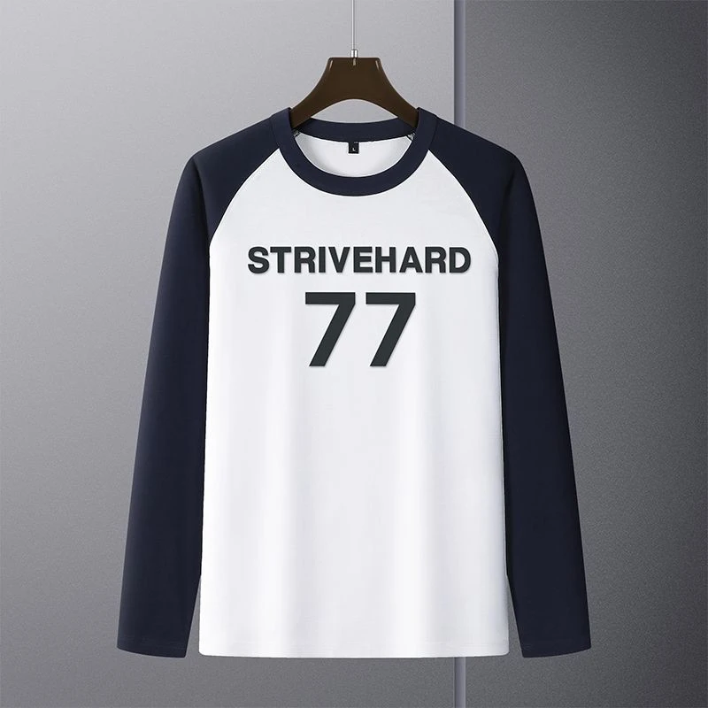 美式280g重磅纯棉长袖t恤男士圆领宽松2025新款春秋款情侣打底衫