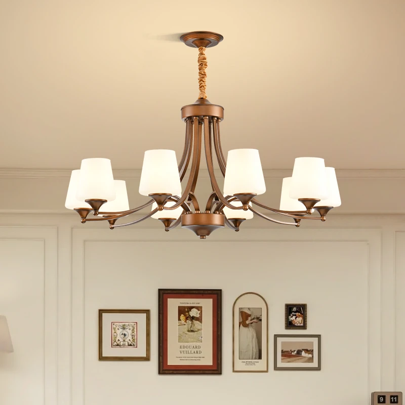 2024新款美式灯具客厅灯大气家用别墅复式楼大吊灯酒店茶楼商用灯