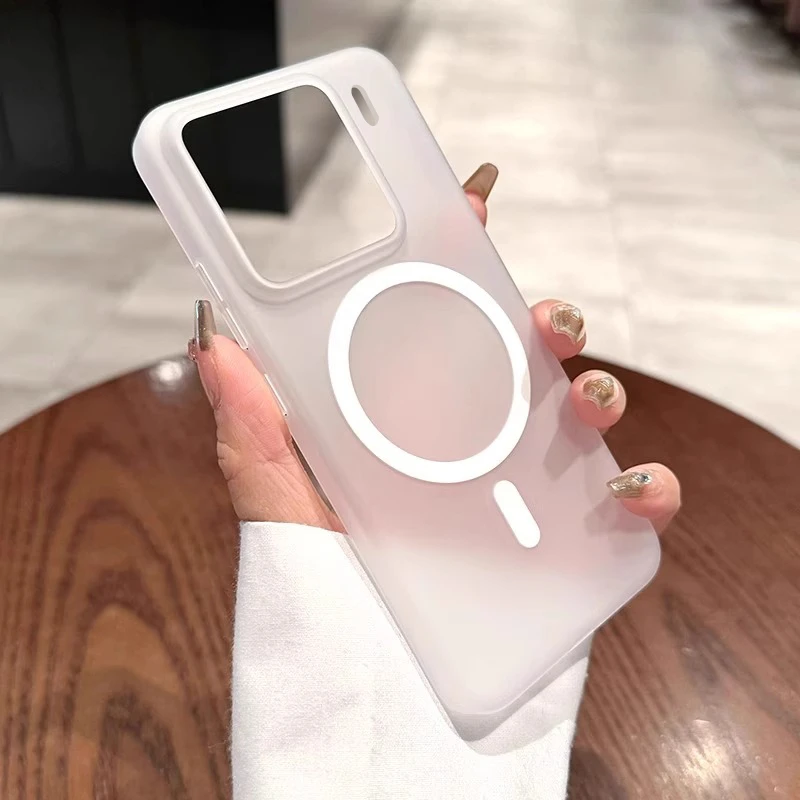 适用新款小米15手机壳磁吸磨砂小米15pro简约半透明14pro防摔硬壳